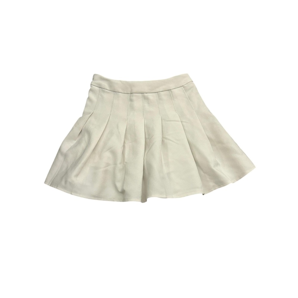 Vintage‎ Sexy Pleated Tennis Skirt Womens XS Cream Excellent Mini Knife Pleat